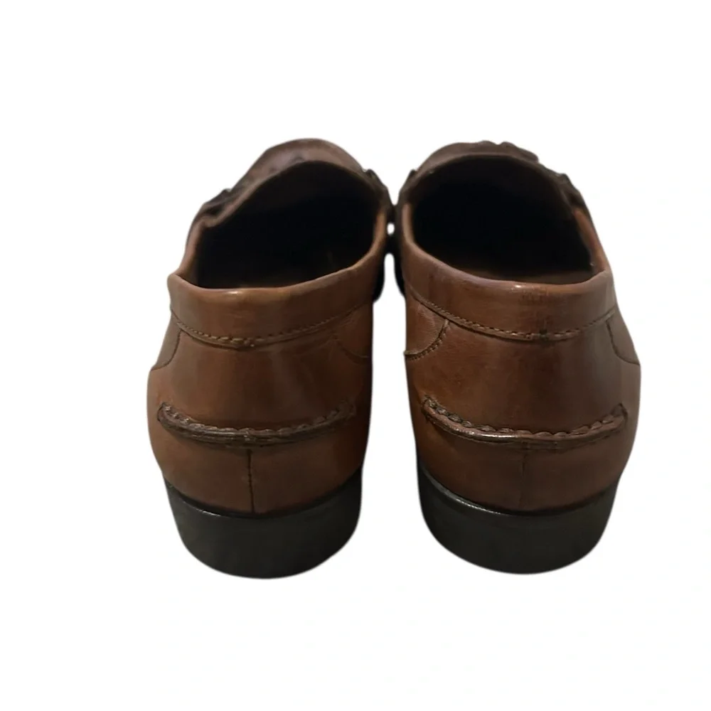 Michel M. Brown Leather Tassel Loafers Size 6
